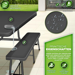 Picknicktafel - Campingtafel - Biertafel - Opvouwbaar - 180 cm - Antraciet - Tillvex®