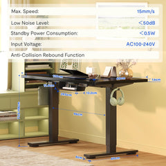 Zit sta bureau - Elektrisch - Verstelbaar - 120x60 cm - Zwart - QE1B - FLEXISPOT