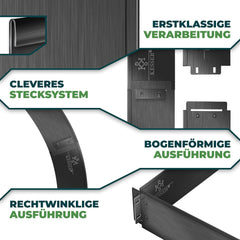 KESSER® Gazonrand - Tuinrand - 5 stuks - 100x18cm - Zwart •