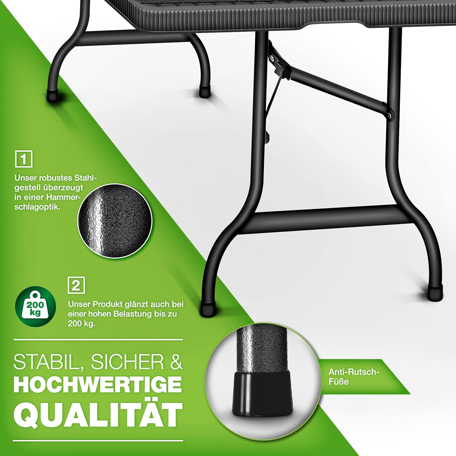 Tillvex® Inklapbare Tafel - Campingtafel - Klaptafel - 180x75cm - Zwart