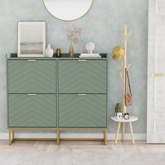 UEV Schoenenkast smal met 4 kleppen, 100x24x103,5cm schoenenrek (groen)