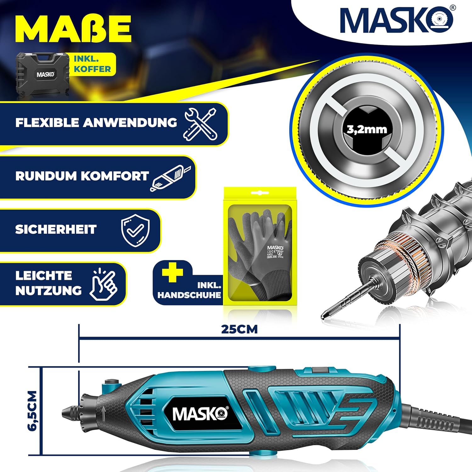 MASKO® Multitool - Roterend - 141-delige accessoireset - Blauw