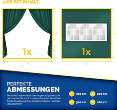 Zijwand voor paviljoen - 3x3m - 2 stuks - Groen - Tillvex®