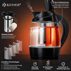 Waterkoker met temperatuurregeling - 1.8L - 2200W - Zwart