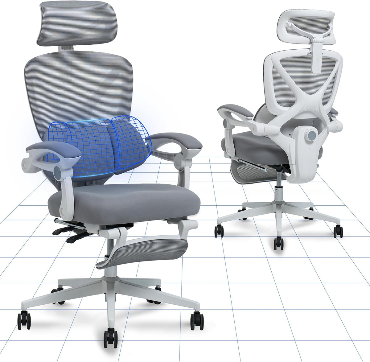 Ergonomische Bureaustoel -  Office Chair - Gamestoel - Volwassenen - Grijs - FLEXISPOT