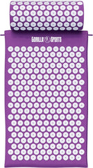 GORILLA SPORTS® Acupressuurmat, met ergonomische kussen en draagtas, 68 x 42 x 2,5 cm, wasbaar, van katoen, kleurkeuze, massagemat, nagelmat, acupunctuurmat