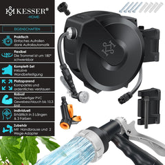 Wandslangenbox - Tuinslanghaspel - Tuinslang met haspel - 35 meter - Zwart