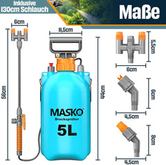 MASKO® Drukspuit - 5 Liter - Incl. draagriem - Blauw