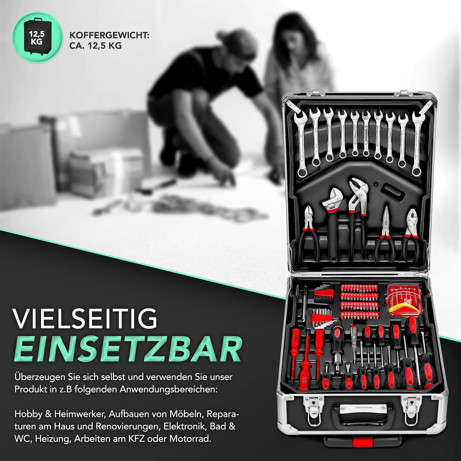 TRESKO® 949 delige gereedschapskoffer - Gereedschapswagen - Zwart