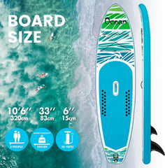 FunWater Ocean Elite Stand Up Paddleboard, 320 cm en 350 cm, met volledig accessoires, paddleboard, SUP-board met verstelbare peddel, pomp, reisrugzak, linnen, waterdichte tas