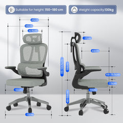 Ergonomische Bureaustoel -  Office Chair - Gamestoel - Volwassenen - Grijs - OC19G - FLEXISPOT