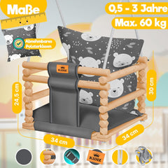KIDIZ® Babyschommel - Kinderschommel - Baby Swing - Grijs