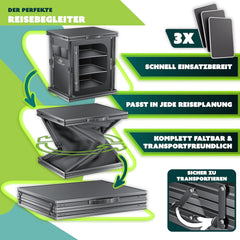 KESSER® Campingkeuken, opvouwbaar, outdoor campingkast, 60 x 80 cm, keukenkast met aluminium frame, 3 vakken incl. 4-delige bekerset, zijvakken en vliegengaas, campingkeuken van UV-bestendige stof