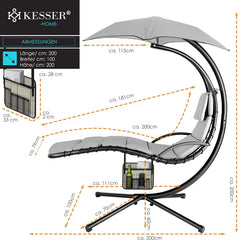 Kesser® Hangstoel - Ligstoel - Ligbed - 200x194x100cm - Grijs