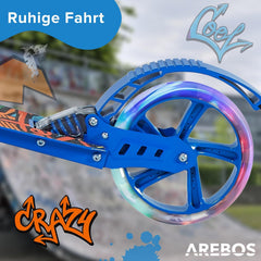 Kinderstep - LED Wielen - Verstelbaar - Vouwbaar - Blauw - Arebos