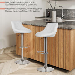 MIADOMODO® Barkruk - set van 2 in hoogte verstelbaar, rugleuning, voetensteun, 360 graden draaibaar, staal, kunstleer, gevoerd, met/zonder armleuning - barstoel, barstoel, barstoel, keukenstoelen