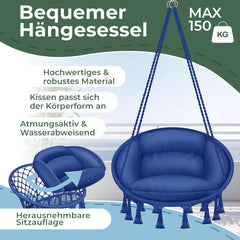 Hangstoel - Binnen & Buiten - Hangschommel - Tot 150kg - Blauw - KESSER®