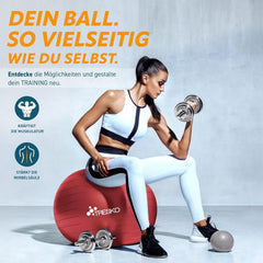 Fitness bal - Yoga bal - Pilates bal - Zwangerschapsbal - 75 cm - Rood - TRESKO
