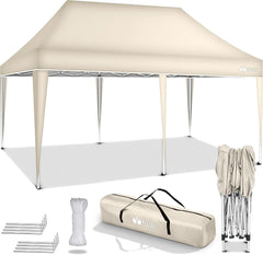 Partytent - opvouwbaar - 3x6 m - Paviljoen - Beige - Tillvex®