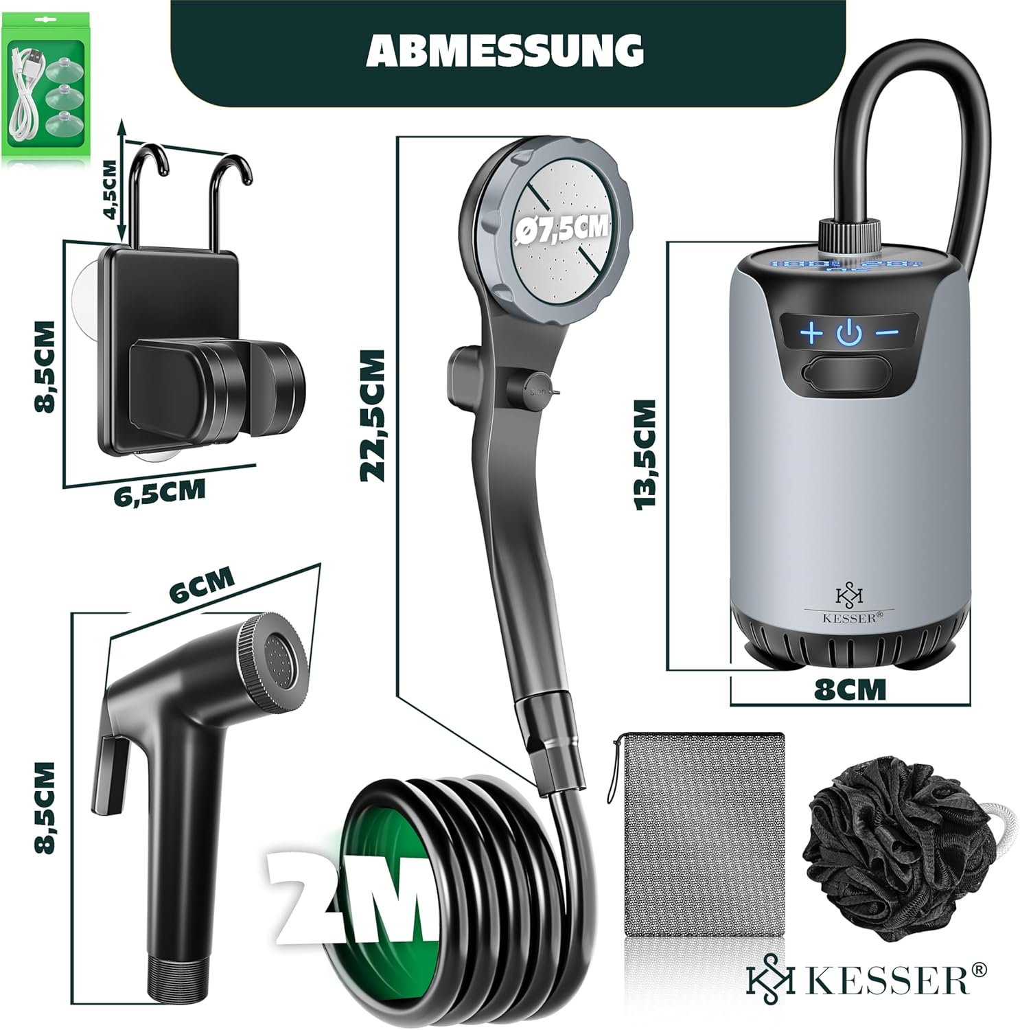 KESSER® Campingdouche - Tuindouche - Mobiele douche - Grijs