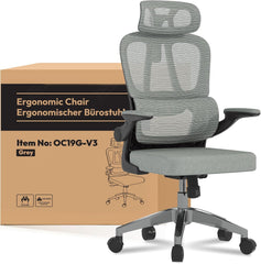 Ergonomische Bureaustoel -  Office Chair - Gamestoel - Volwassenen - Grijs - OC19G - FLEXISPOT
