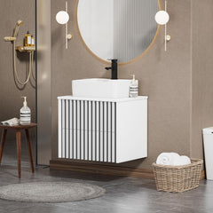 UEV Wastafelonderkast voor gastentoilet, kleine badkamer, wastafel, 61 cm, badkamerkast, badkamerkast, wastafelonderkast hangend, wastafel voldoende opbergruimte ruimtebesparend, wit