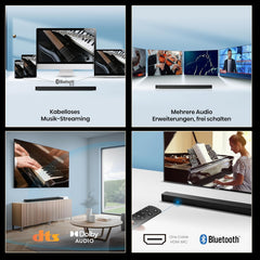 Hisense HS205G 2.0-kanaals soundbar, 120 watt, DTS Virtual: X, Bluetooth 5.0, HDMI Arc, USB, optisch, equalizer, wandmontage mogelijk, zwart