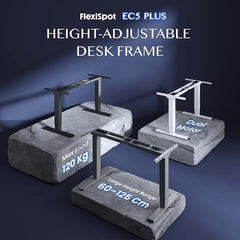 FLEXISPOT EC5 Plus bureau, elektrisch, dubbele motor, 3 snelheden, USB 120 kg, capaciteit: 60-125 cm, 4 opbergvakken, anti-botsing, compatibel met boards van 120-180 cm