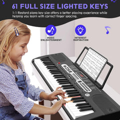 Keyboard - Digitale piano - Piano - 61 toetsen - Zwart - Fenbeli