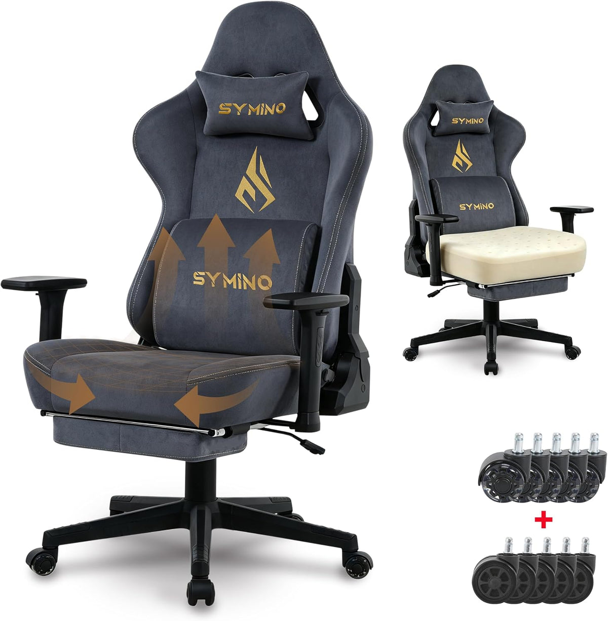 Ergonomische Bureaustoel -  Office Chair - Gamestoel - Volwassenen - Grijs - Symino - DMP-01
