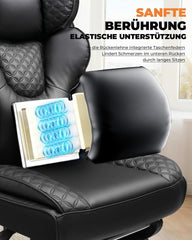COMHOMA Ergonomische gamingstoel, bureaustoel, 180 kg, met verstelbare lendensteun en voetensteun, hybride design van kunstleer en mesh, 150° verstelbare rugleuning, hoge managersstoel, zwart