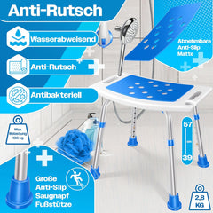 KESSER® Douchekruk - Douchestoel - Verstelbaar - Antislip - Blauw
