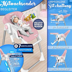 Kinderstoel - Babystoel - Verstelbaar - 0-36 maanden - Roze - KIDUKU