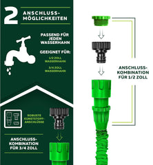 Flexibele Tuinslang - Inc. sproeikop - 15 meter - Groen