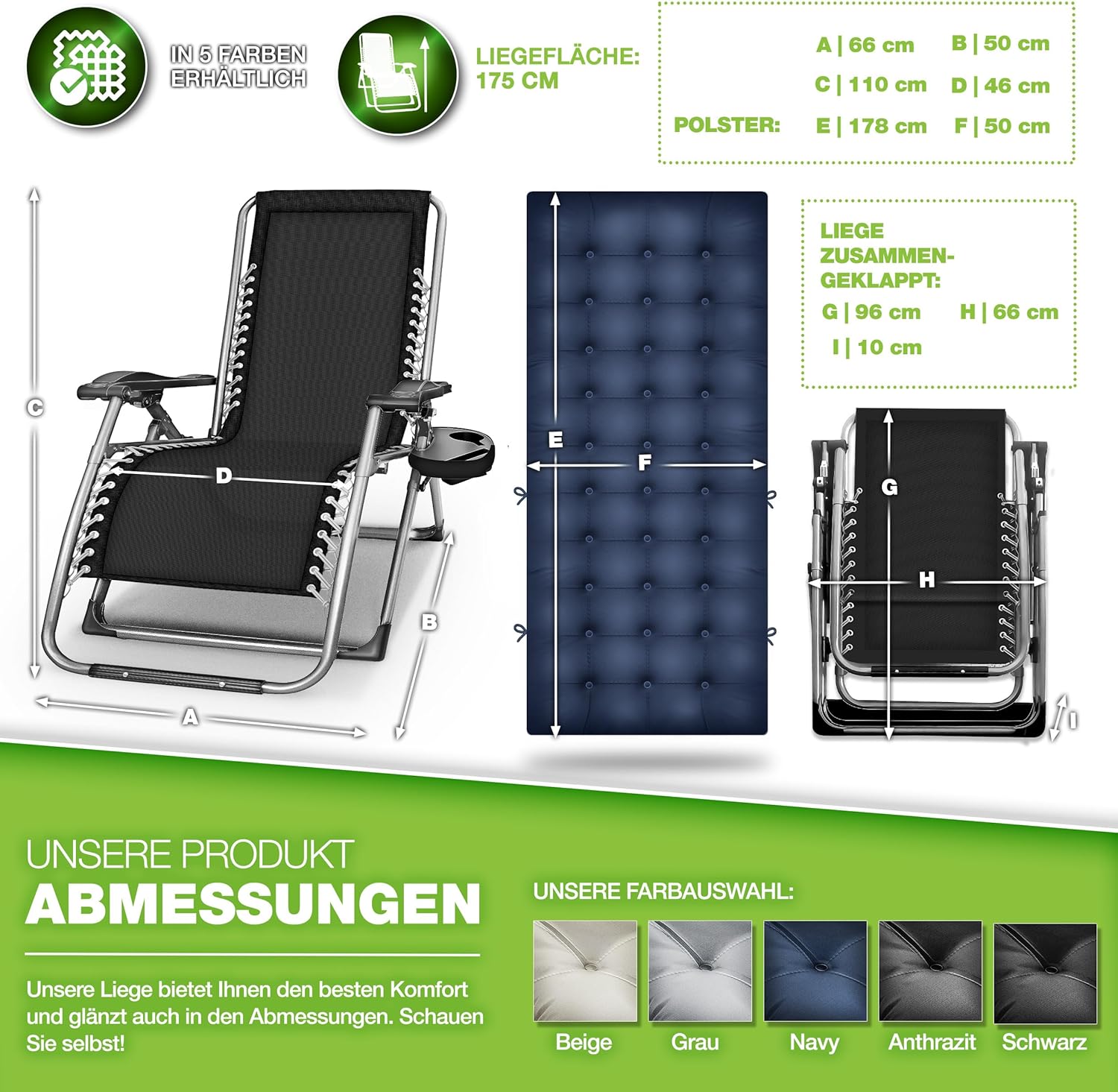 Tuinstoel - Ligstoel - Verstelbaar - Opvouwbaar - Blauw - Tillvex®