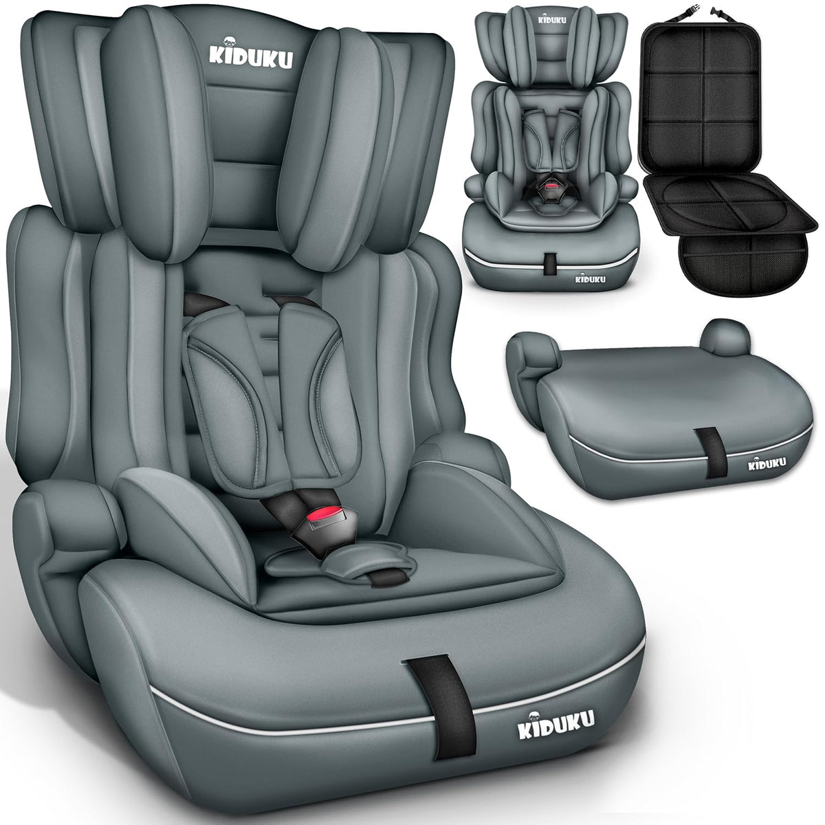 KIDUKU® Autostoeltje - Kinderzitje - Veiligheidsgordel - Grijs