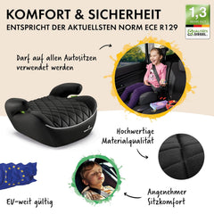 WALSER Premium stoelverhoging auto kinderen, kwaliteitswinnaar zeer goed* smalle kinderstoel auto i-Size ca. 6-12 jaar 125-150 cm, comfortabele kinderzitverhoging Booster Seat nieuwste norm ECE R 129
