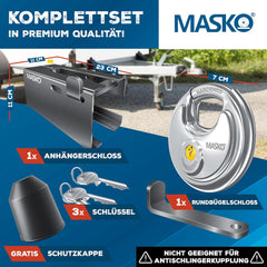 MASKO® Aanhangerslot met scharniersysteem - Diefstalbeveiliging - Antraciet •