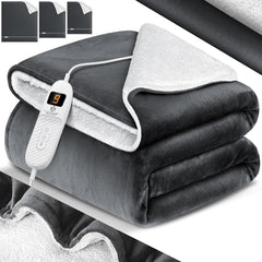KESSER® Elektrische deken met automatische uitschakeling, 160 x 120 cm, dubbelzijdig elektrische warmtedeken, knuffeldeken, bed, bank, 9 temperatuurniveaus, wasbaar tot 40 °C, met timer, digitaal