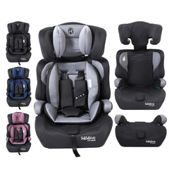 FableKids Kinderautostoel 9-36 kg, 3-punts veiligheidsgordel, autokinderzitje vanaf 15 m, autostoel voor kinderen 76-150 cm, kinderzitje, verstelbare hoofdsteun, ECE R129/03, verstelbaar, grijs