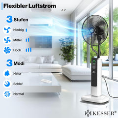 KESSER® Staande ventilator - Statiefventilator - Mist Ventilator