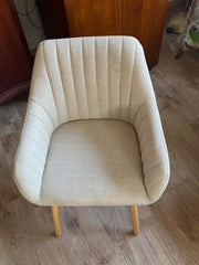 Eetkamerstoelen, beige houten poten met armleuning, set van 2, stoel, eetkamer, keukenstoel, gestoffeerde stoel, armleuningstoel van polyester, woonkamerstoel voor eetkamer, keuken