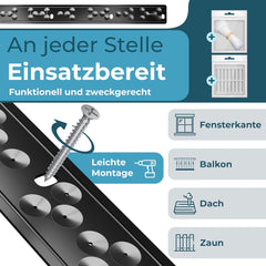 KESSER® Duivenafweer, vogelafweer, 2 m spikes, vogel/duivenverschrikker, 304 roestvrij staal, effectieve bescherming tegen duiven en vogels, voor balkon, dak, raam en tuin, vogelafschrikking, spiesen