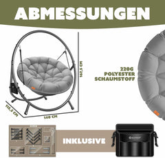 KESSER® Hangstoel - Schommelstoel - Tot 150kg - Grijs