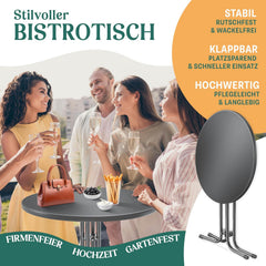 KESSER® Statafel, inklapbaar, diameter 60 cm, rond, gastronomische bistrotafel, hoge tafel, cocktailstatafel + hoes, klaptafel, feesttafel voor tuin, balkon, evenementen, gastronomie, weerbestendig