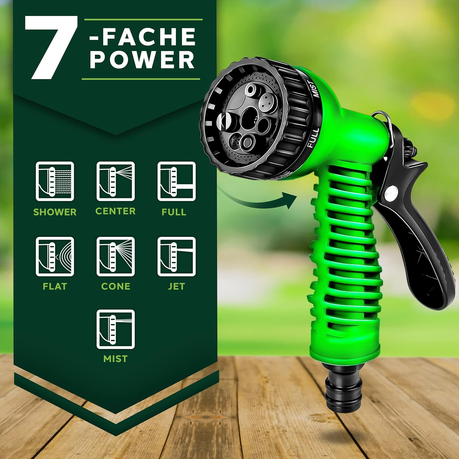 Flexibele Tuinslang - Inc. sproeikop - 15 meter - Groen