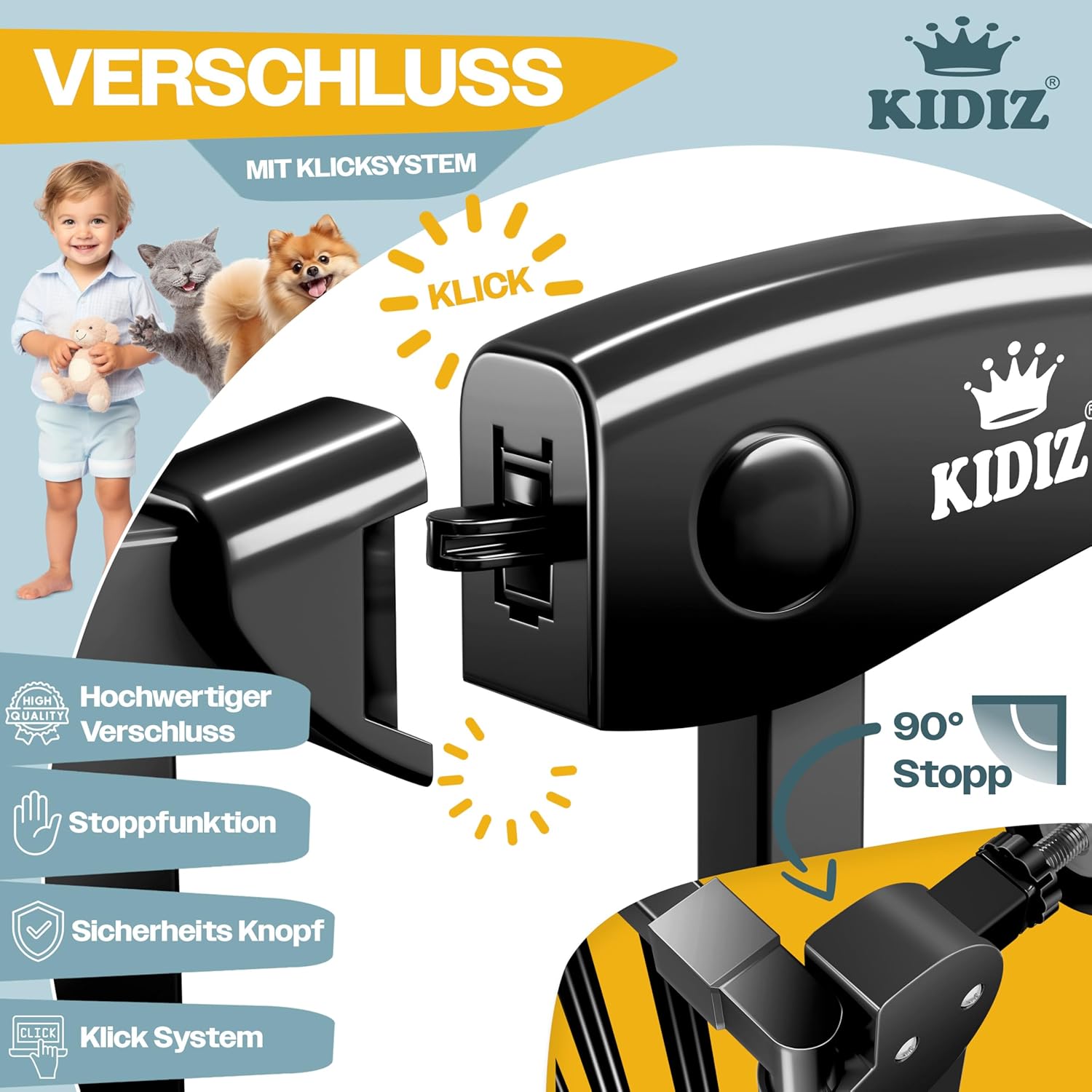 KIDIZ® Traphekje zonder boren - Veiligheidshekje - 74-87cm - Zwart •