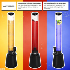 Jago® Bierzuil met tapkraan, 3,5 l, 90 cm hoog, vulstandindicator, standaard, BPA-vrij, LFGB-standaard, setkeuze - biertoren, drankzuil, drinkzuil, bierdispenser, tapzuil