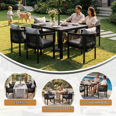 Ya-Home Tuinstoelen set van 2, met rugkussens & zitkussen weerbestendig grijs