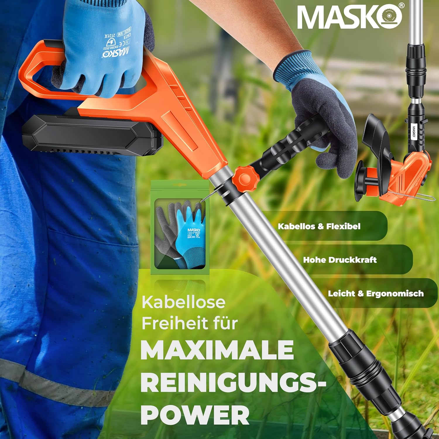 MASKO® Grastrimmer op accu - Bosmaaier - Oranje